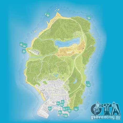Карта частей подводной лодки в Grand Theft Auto 5